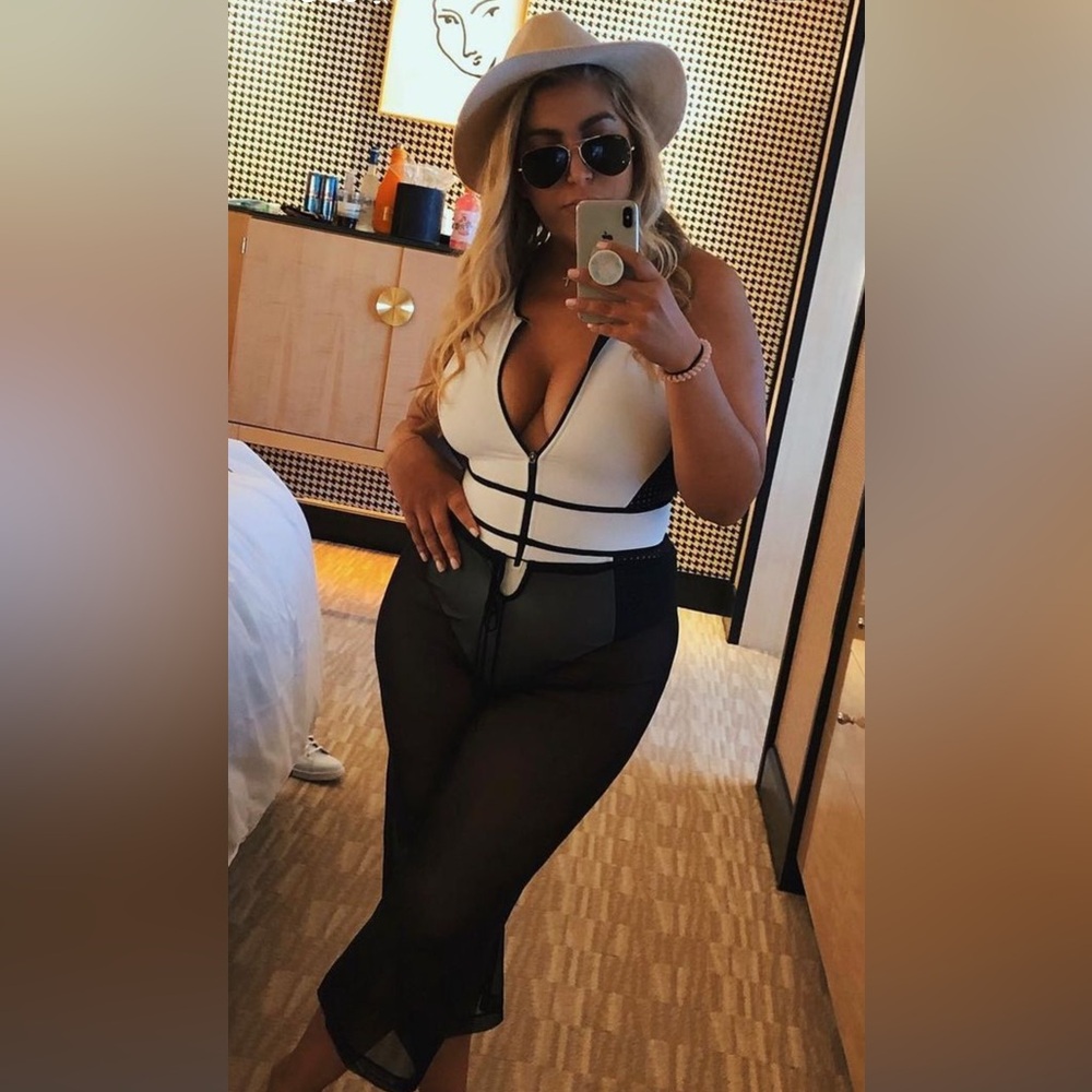 One piece front zip bathing suit